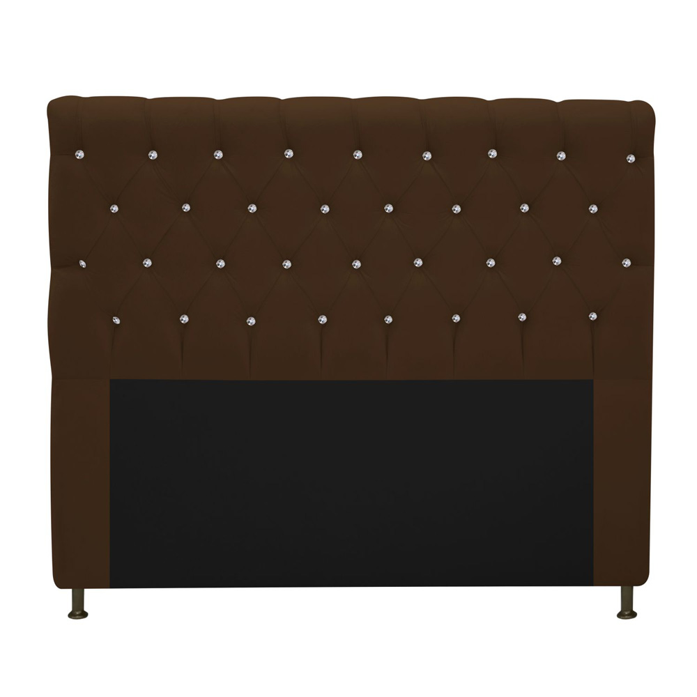 Cabeceira Estofada Cristal 160 cm Queen Size Com Strass Suede Marrom - Amarena Móveis