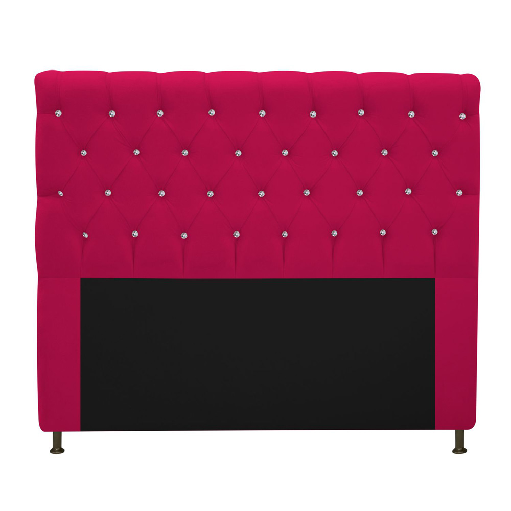 Cabeceira Estofada Cristal 160 cm Queen Size Com Strass Suede Pink - Amarena Móveis
