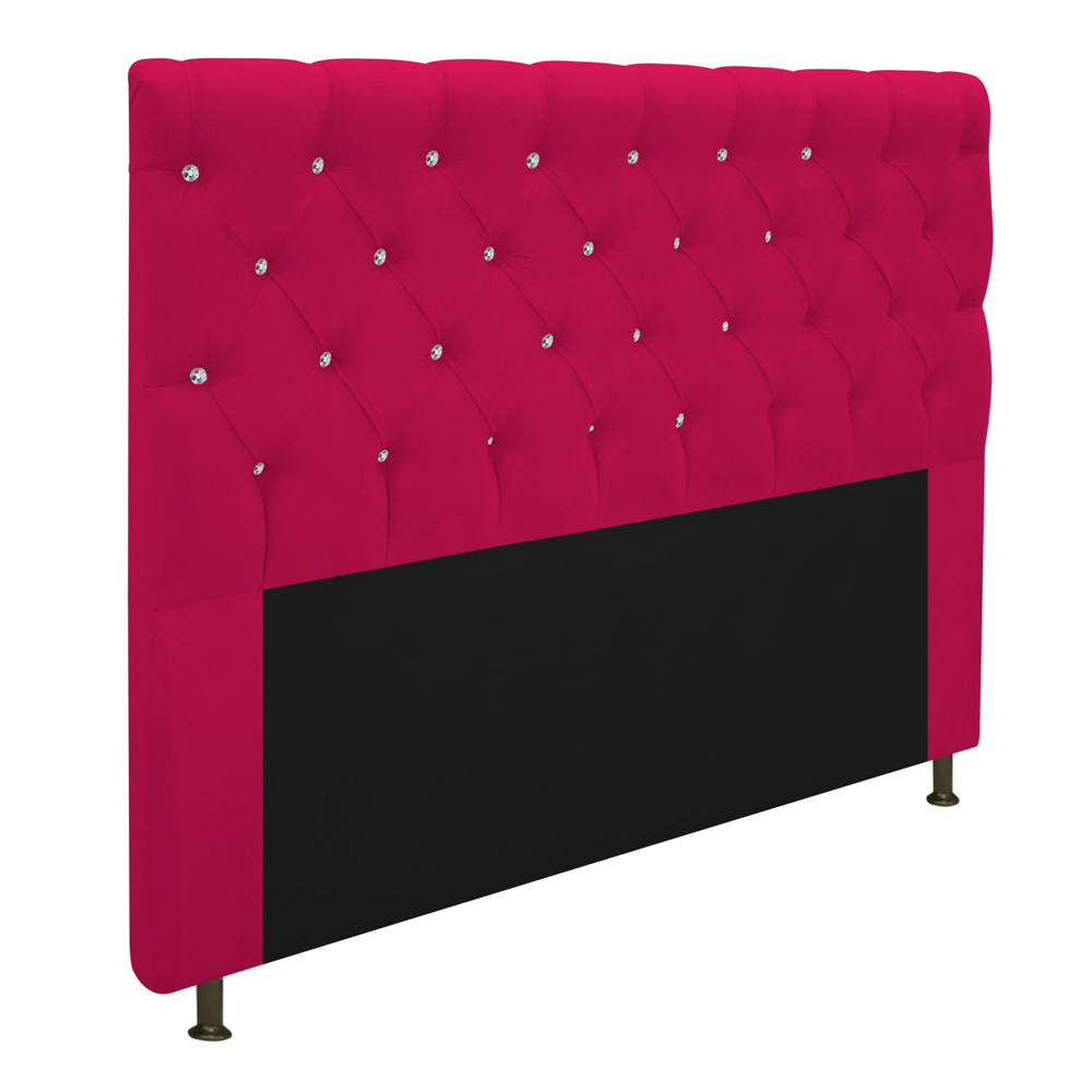 Cabeceira Estofada Cristal 160 cm Queen Size Com Strass Suede Pink - Amarena Móveis