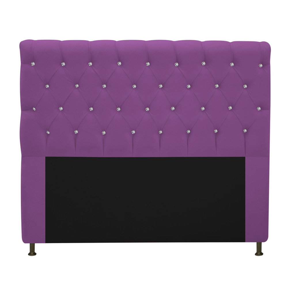 Cabeceira Estofada Cristal 160 cm Queen Size Com Strass Suede Roxo - Amarena Móveis