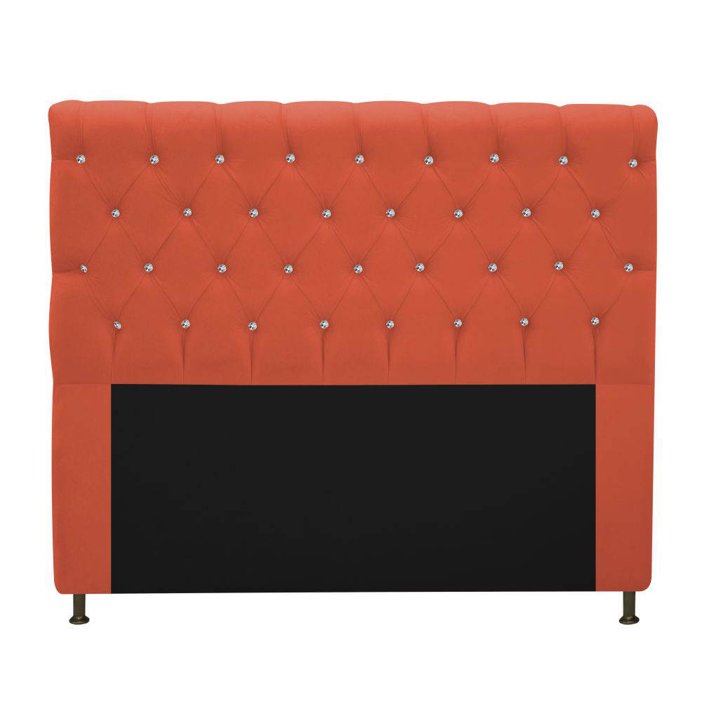 Cabeceira Estofada Cristal 160 cm Queen Size Com Strass Suede Terracota - Amarena Móveis