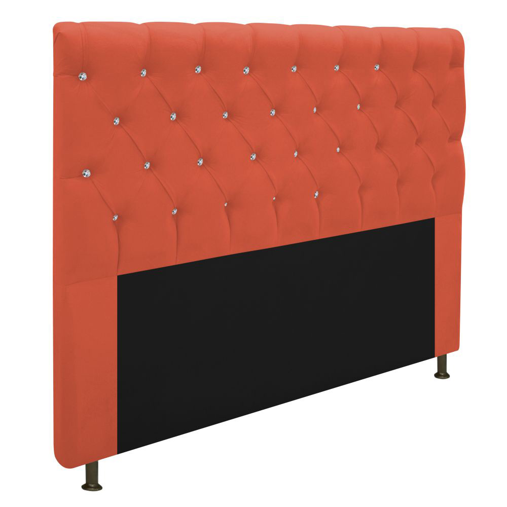 Cabeceira Estofada Cristal 160 cm Queen Size Com Strass Suede Terracota - Amarena Móveis