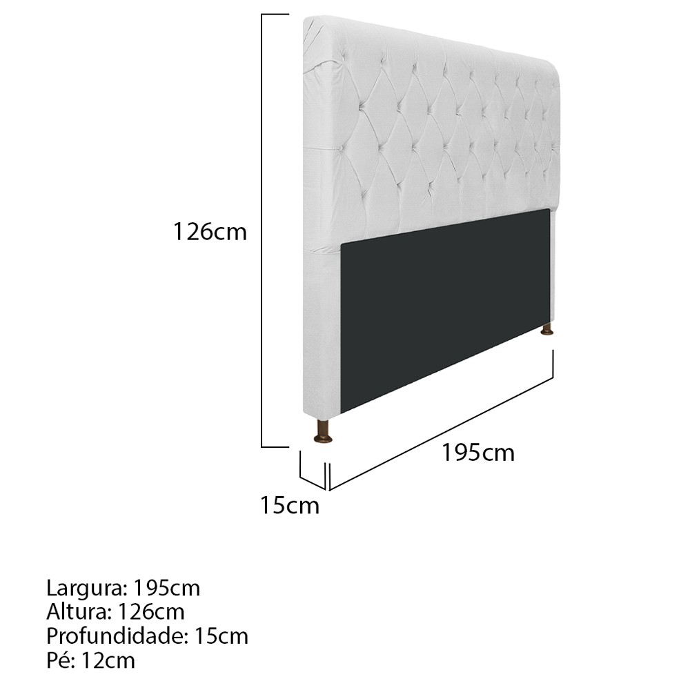 Cabeceira Estofada Cristal 195 cm King Size Com Capitonê Corano Branco - Amarena Móveis
