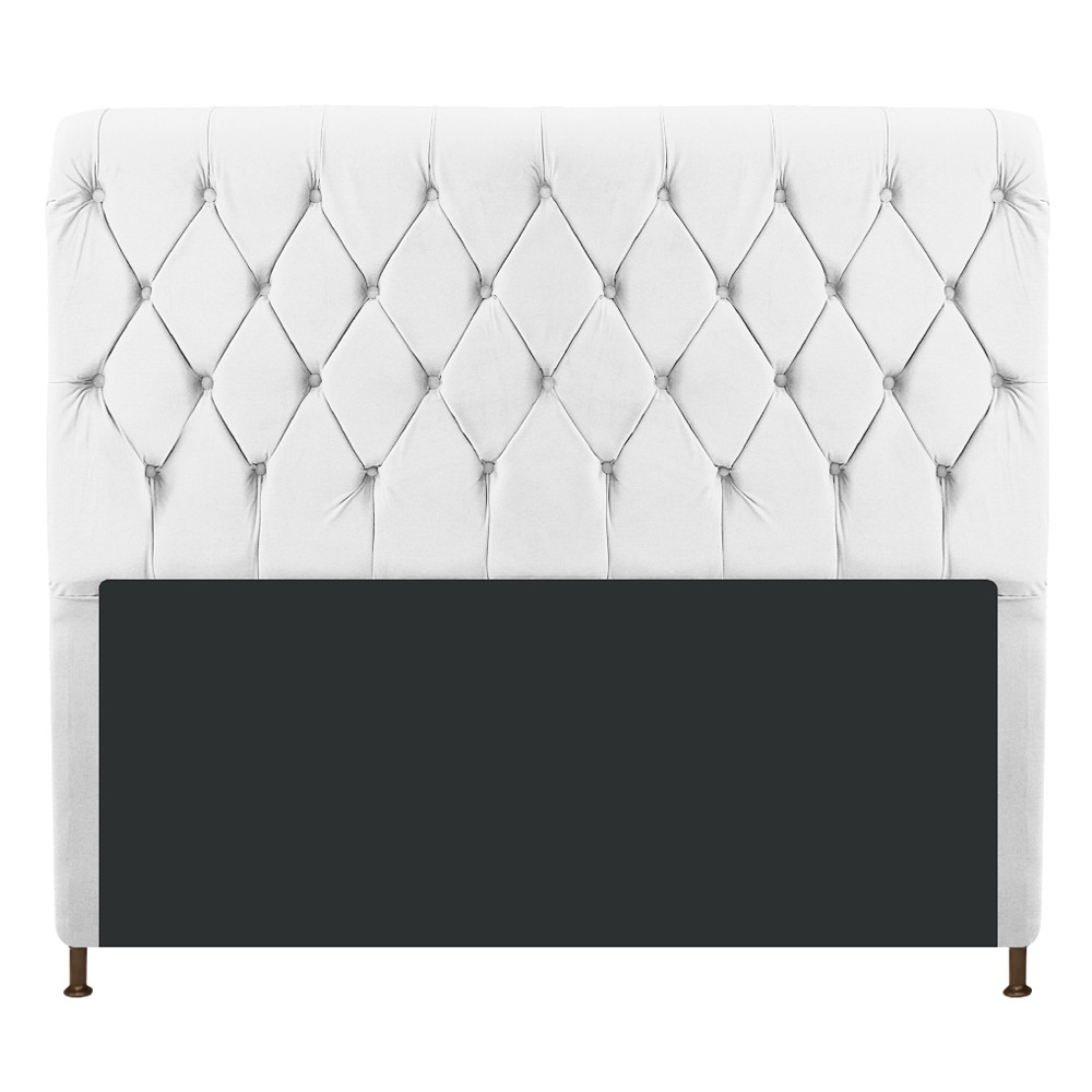 Cabeceira Estofada Cristal 195 cm King Size Com Capitonê Suede Branco - Amarena Móveis