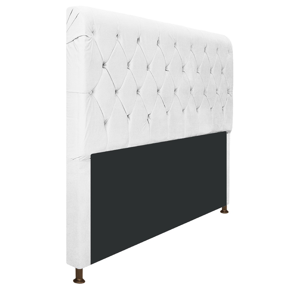 Cabeceira Estofada Cristal 195 cm King Size Com Capitonê Suede Branco - Amarena Móveis