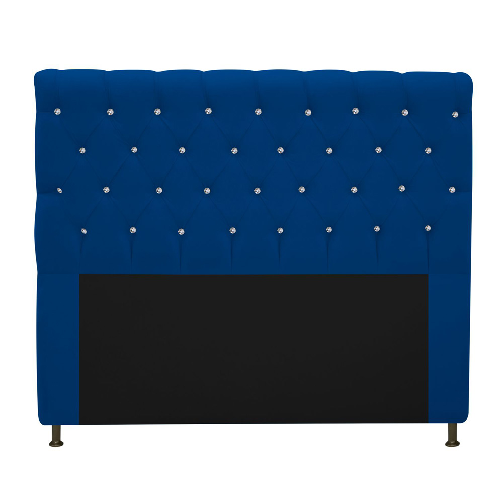 Cabeceira Estofada Cristal 195 cm King Size Com Strass Suede Azul Marinho - Amarena Móveis