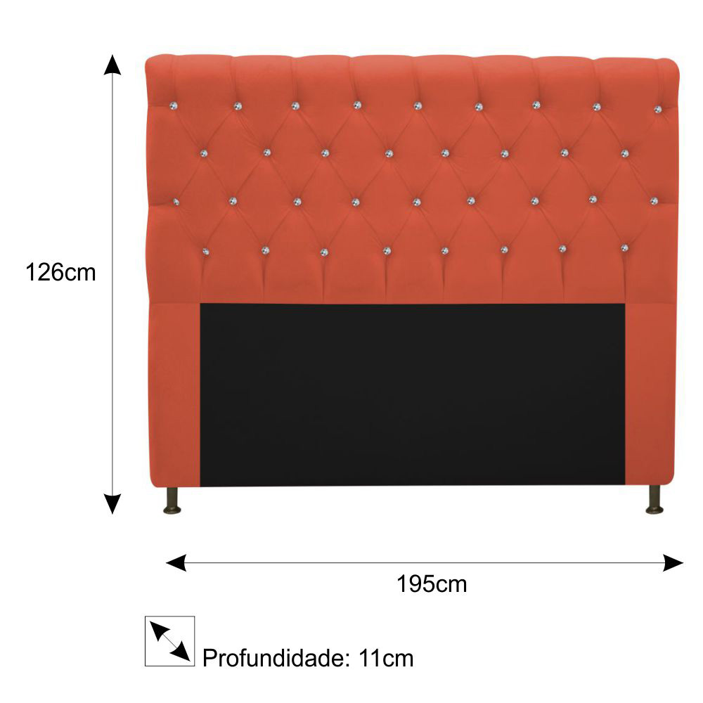 Cabeceira Estofada Cristal 195 cm King Size Com Strass Suede Terracota - Amarena Móveis