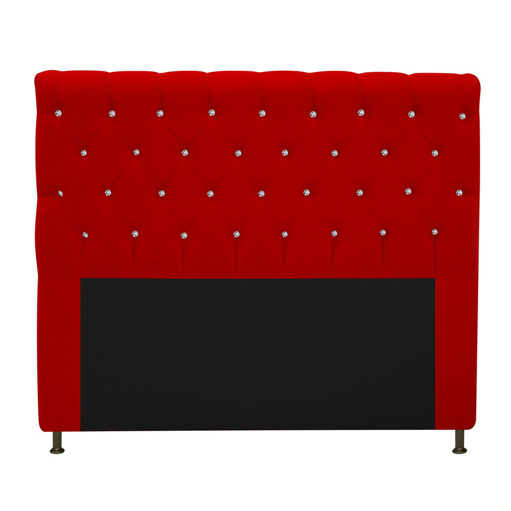 Cabeceira Estofada Cristal 195 cm King Size Com Strass Suede Vermelho- Amarena Móveis