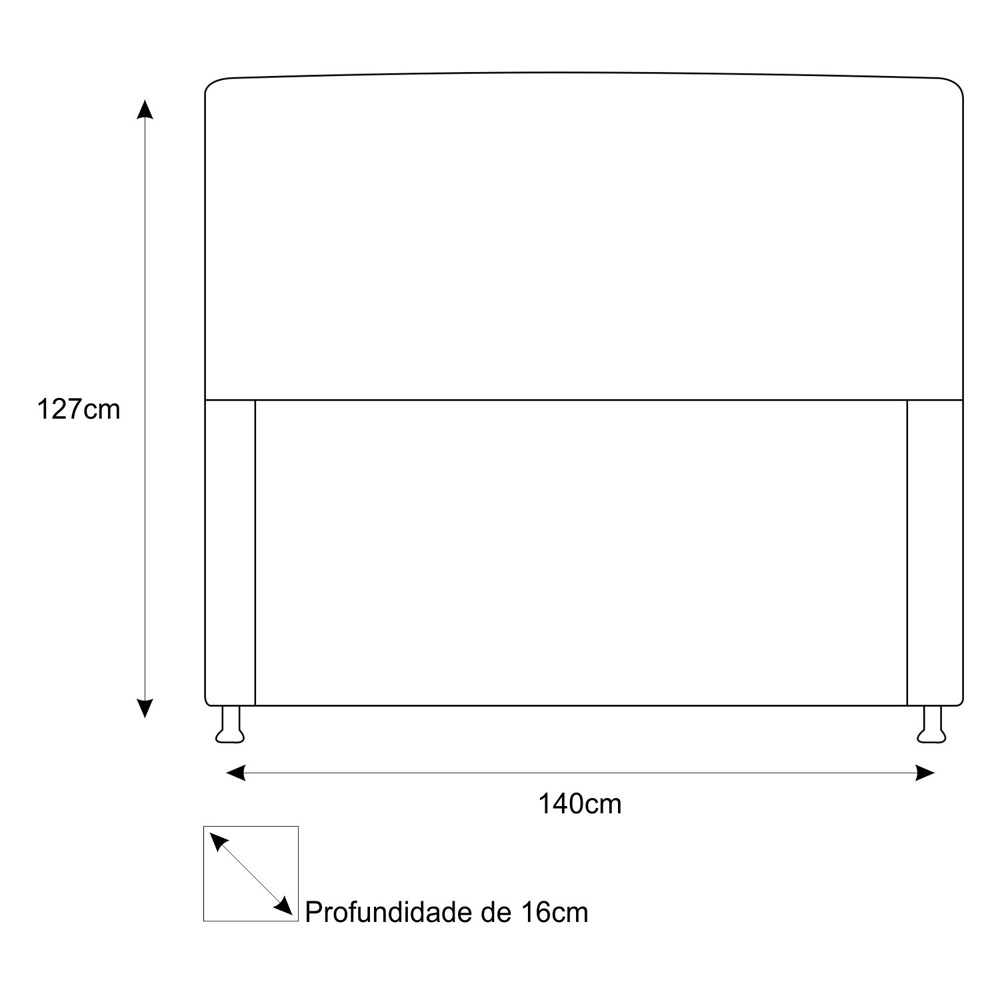 Cabeceira Estofada Dama 140 cm Casal Com Botonê  Corano Preto - Amarena Móveis