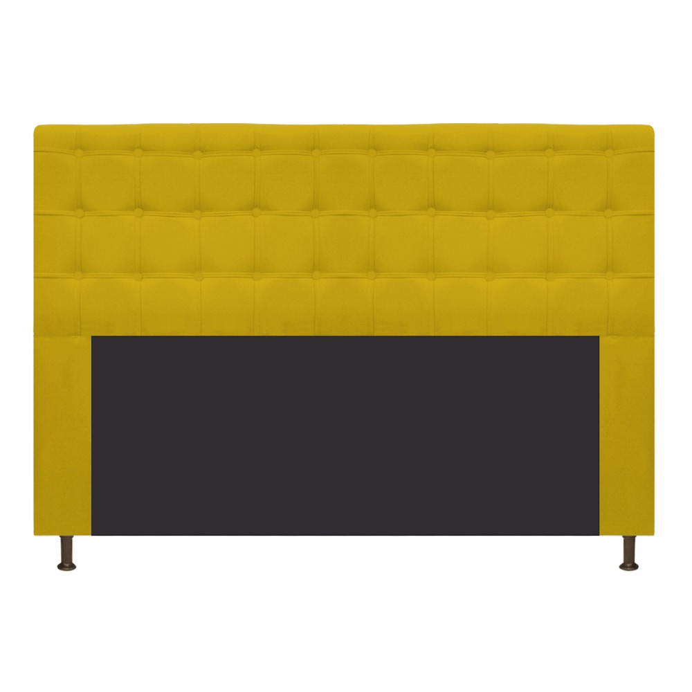 Cabeceira Estofada Dama 140 cm Casal Com Botonê  Suede Amarelo - Amarena Móveis