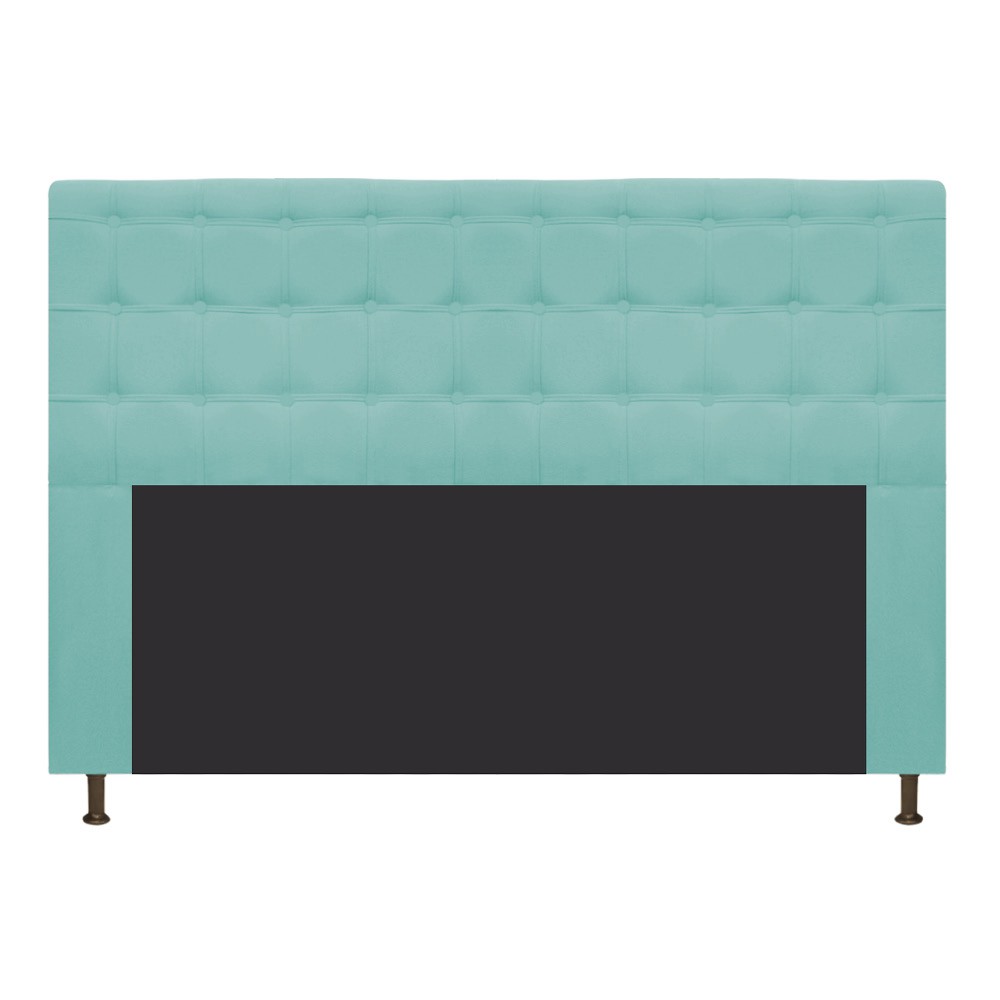 Cabeceira Estofada Dama 140 cm Casal Com Botonê  Suede Azul Tiffany - Amarena Móveis