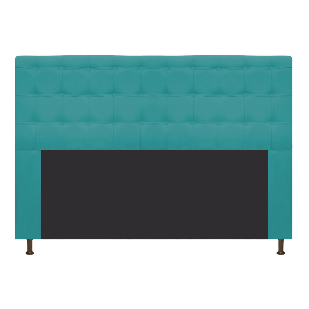 Cabeceira Estofada Dama 140 cm Casal Com Botonê  Suede Azul Turquesa - Amarena Móveis
