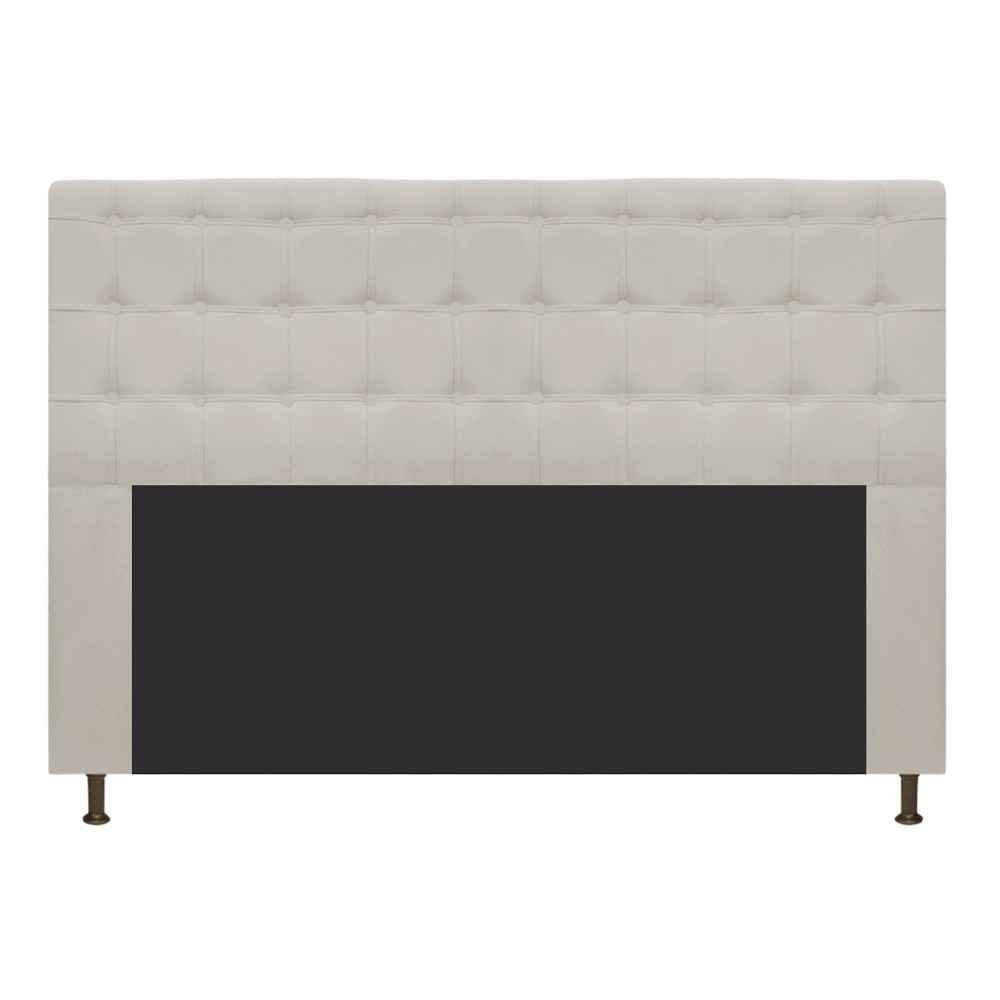 Cabeceira Estofada Dama 140 cm Casal Com Botonê  Suede Bege - Amarena Móveis