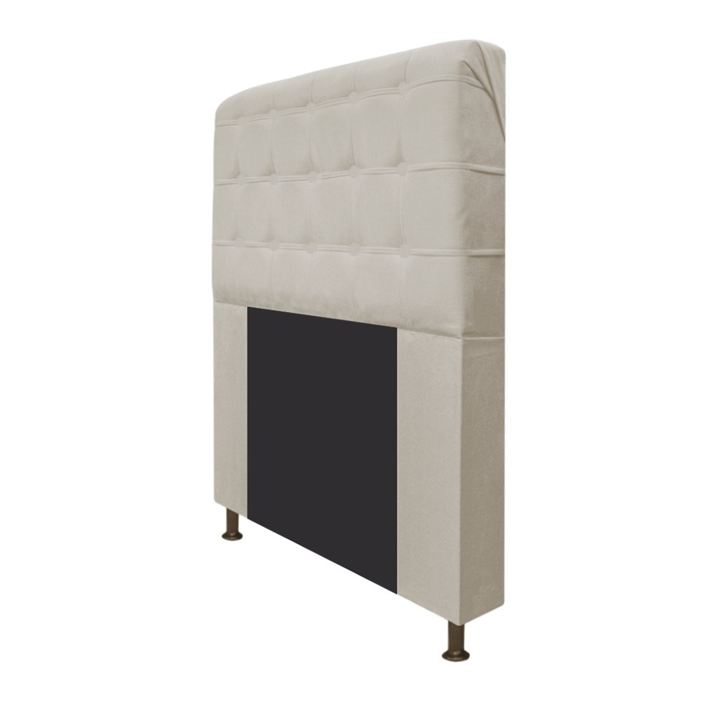 Cabeceira Estofada Dama 140 cm Casal Com Botonê  Suede Bege - Amarena Móveis