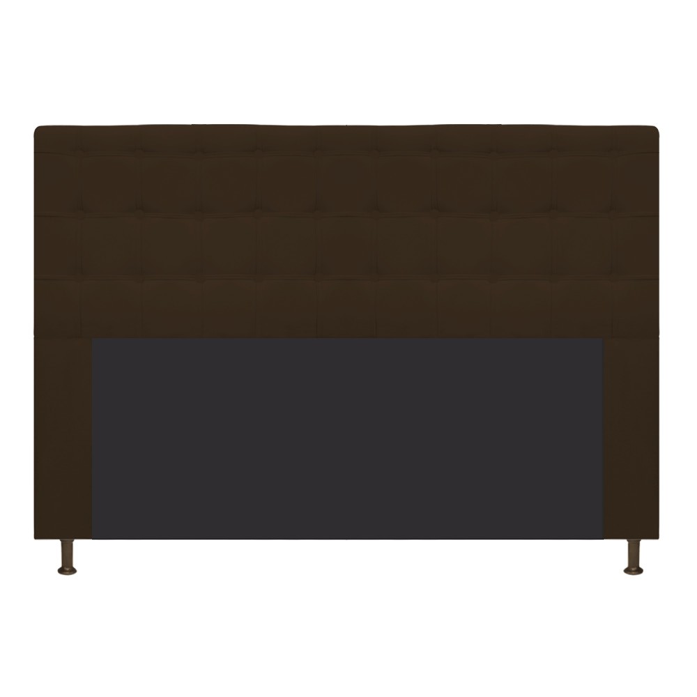 Cabeceira Estofada Dama 140 cm Casal Com Botonê  Suede Marrom - Amarena Móveis