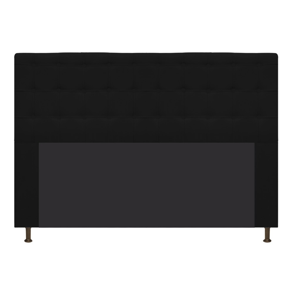 Cabeceira Estofada Dama 140 cm Casal Com Botonê  Suede Preto - Amarena Móveis