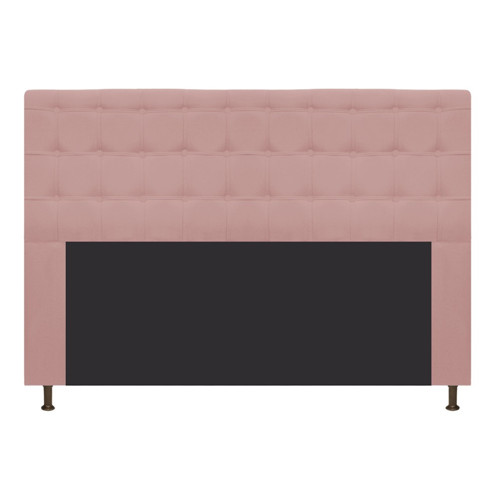 Cabeceira Estofada Dama 140 cm Casal Com Botonê  Suede Rosê - Amarena Móveis