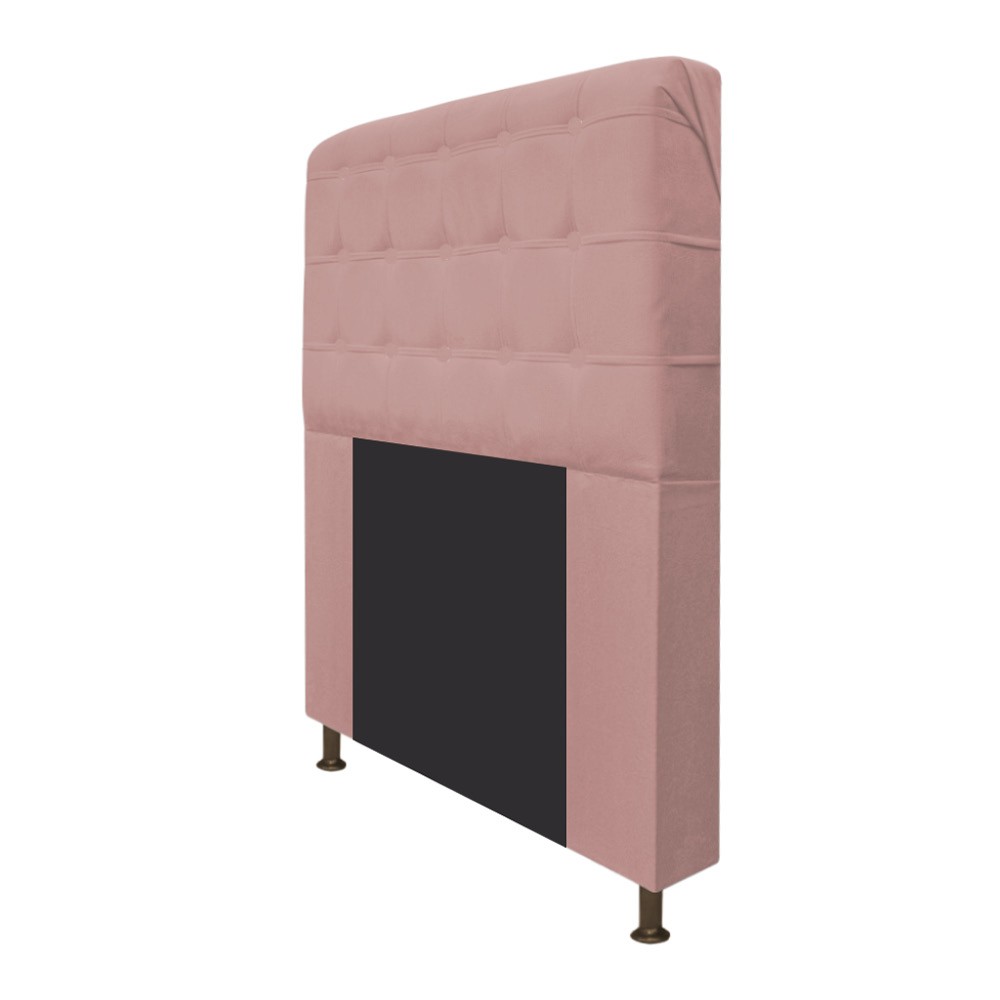 Cabeceira Estofada Dama 140 cm Casal Com Botonê  Suede Rosê - Amarena Móveis