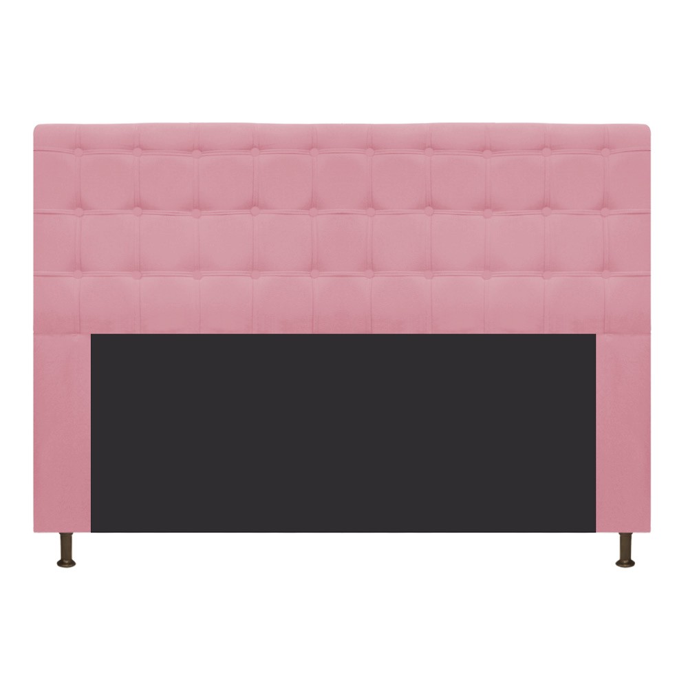 Cabeceira Estofada Dama 140 cm Casal Com Botonê  Suede Rosa Bebê - Amarena Móveis