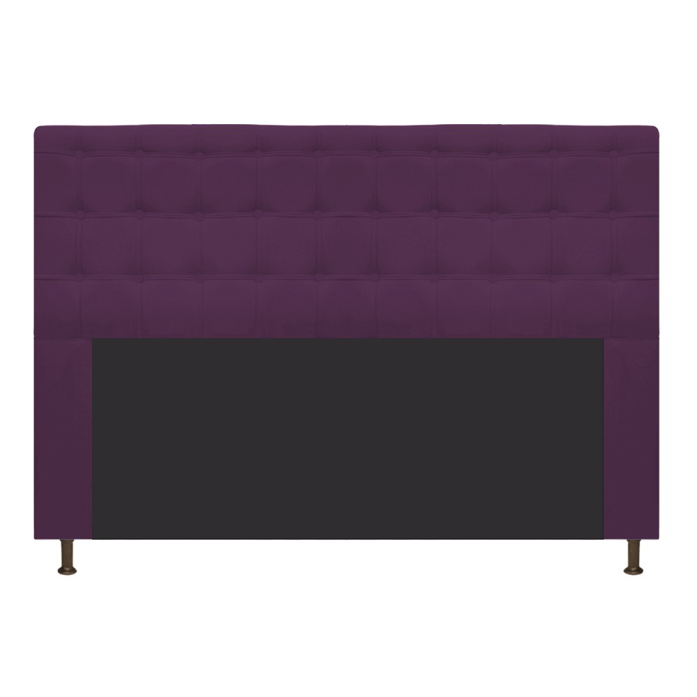 Cabeceira Estofada Dama 140 cm Casal Com Botonê  Suede Roxo - Amarena Móveis