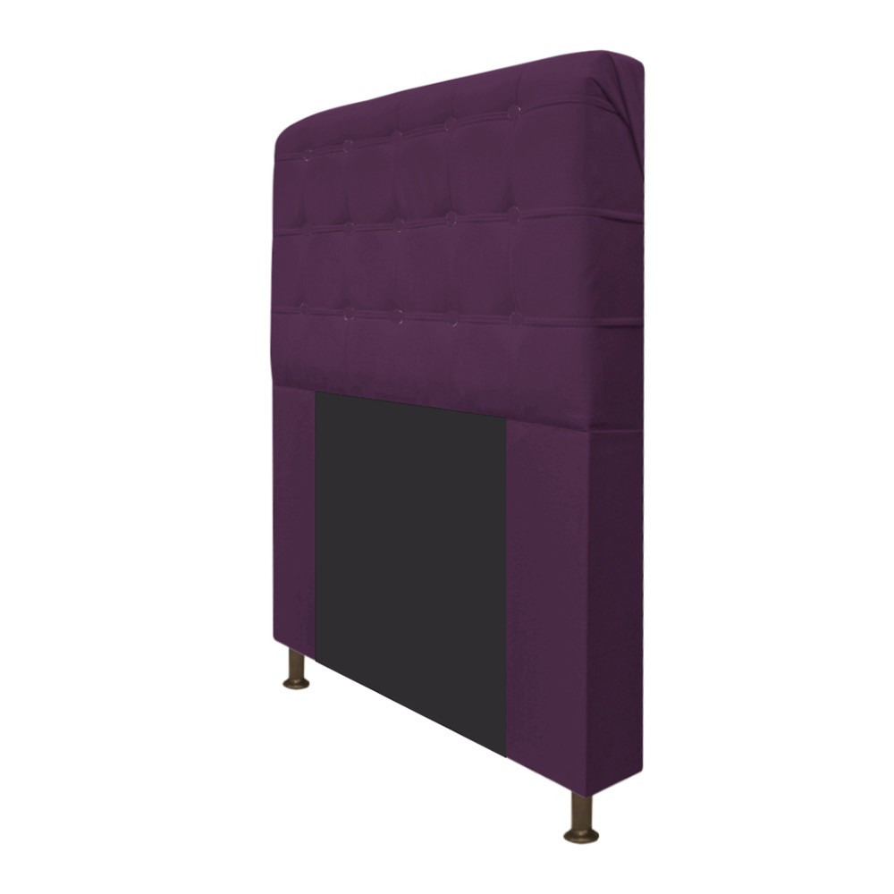Cabeceira Estofada Dama 140 cm Casal Com Botonê  Suede Roxo - Amarena Móveis