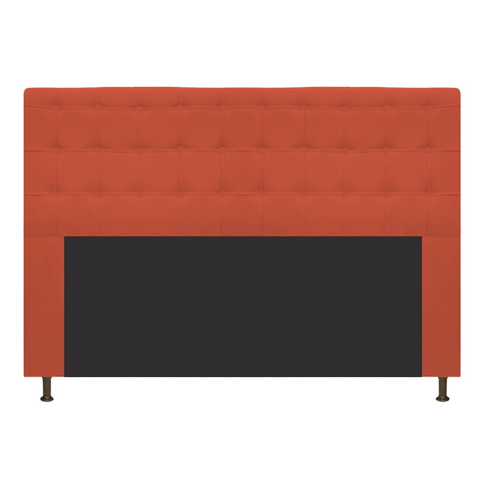 Cabeceira Estofada Dama 140 cm Casal Com Botonê  Suede Terracota - Amarena Móveis