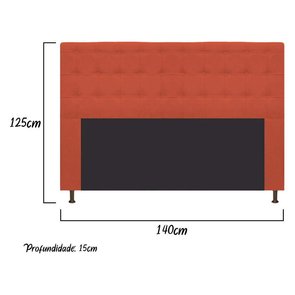 Cabeceira Estofada Dama 140 cm Casal Com Botonê  Suede Terracota - Amarena Móveis