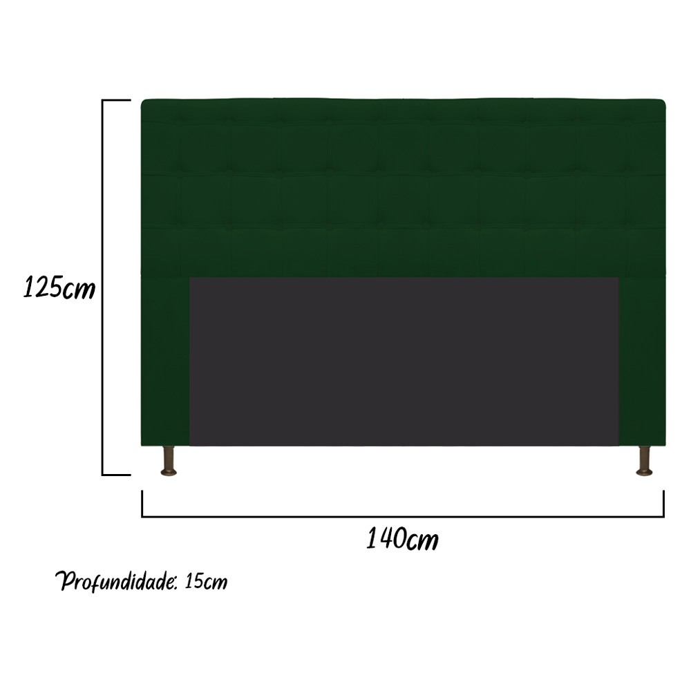 Cabeceira Estofada Dama 140 cm Casal Com Botonê  Suede Verde - Amarena Móveis