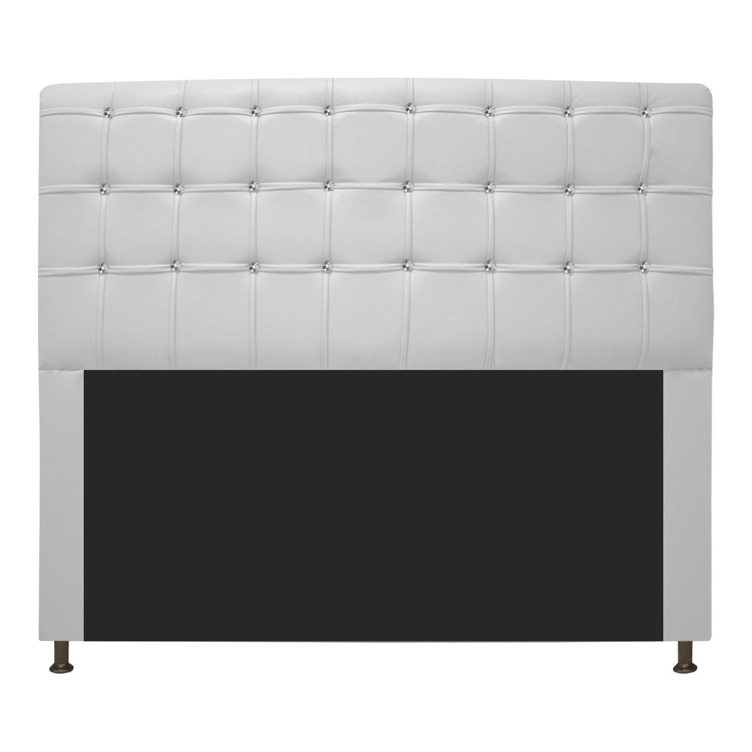 Cabeceira Estofada Dama 140 cm Casal Com Strass  Corano Branco - Amarena Móveis