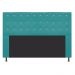 Cabeceira Estofada Dama 140 cm Casal Com Strass  Suede Azul Turquesa - Amarena Móveis