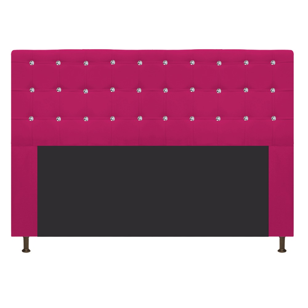 Cabeceira Estofada Dama 140 cm Casal Com Strass  Suede Pink - Amarena Móveis
