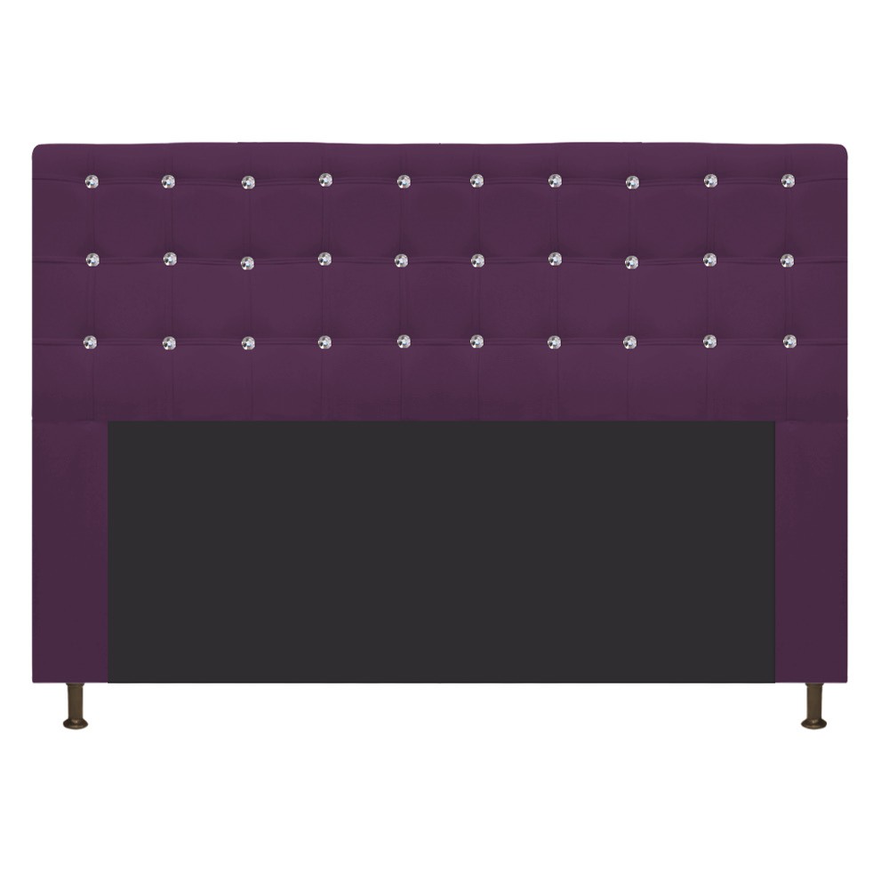 Cabeceira Estofada Dama 140 cm Casal Com Strass  Suede Roxo - Amarena Móveis