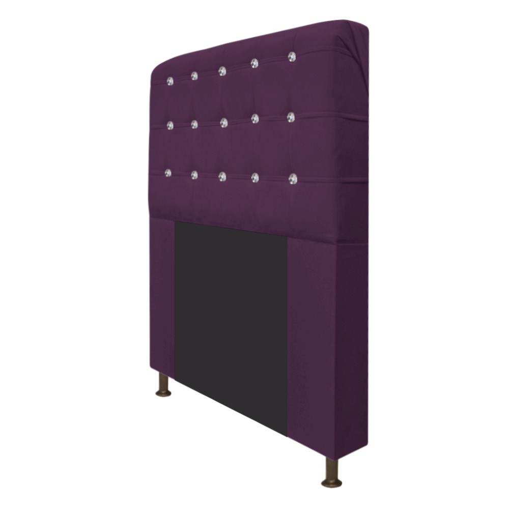 Cabeceira Estofada Dama 140 cm Casal Com Strass  Suede Roxo - Amarena Móveis