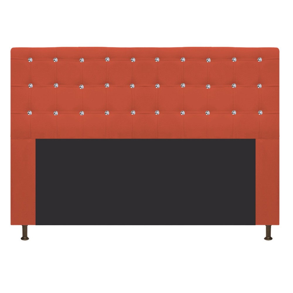 Cabeceira Estofada Dama 140 cm Casal Com Strass  Suede Terracota - Amarena Móveis