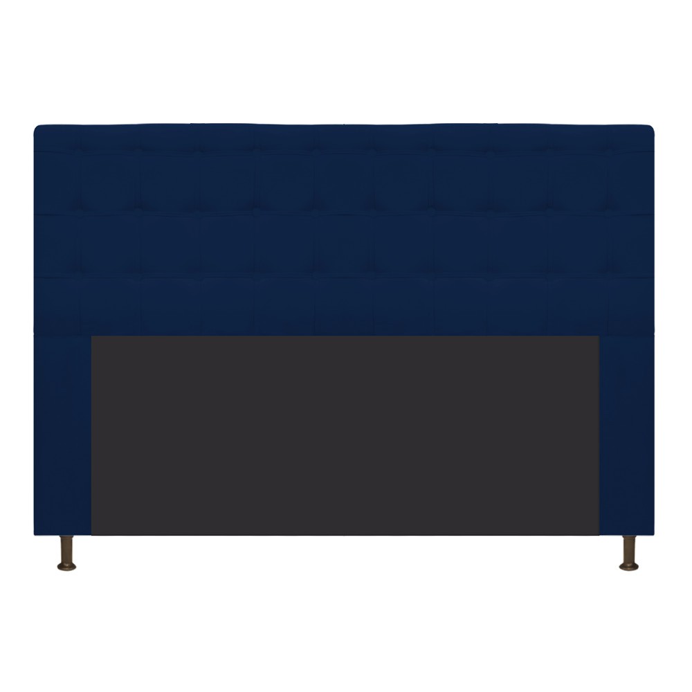 Cabeceira Estofada Dama 160 cm Queen Size Com Botonê Suede Azul Marinho - Amarena Móveis