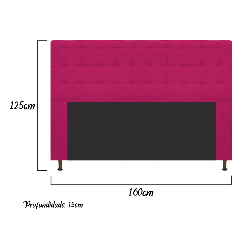 Cabeceira Estofada Dama 160 cm Queen Size Com Botonê Suede Pink - Amarena Móveis