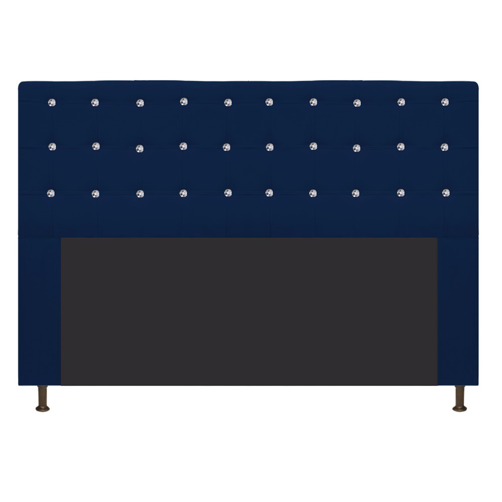 Cabeceira Estofada Dama 160 cm Queen Size Com Strass Suede Azul Marinho - Amarena Móveis