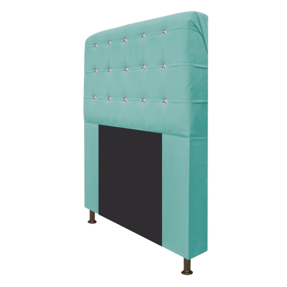 Cabeceira Estofada Dama 160 cm Queen Size Com Strass Suede Azul Tiffany - Amarena Móveis