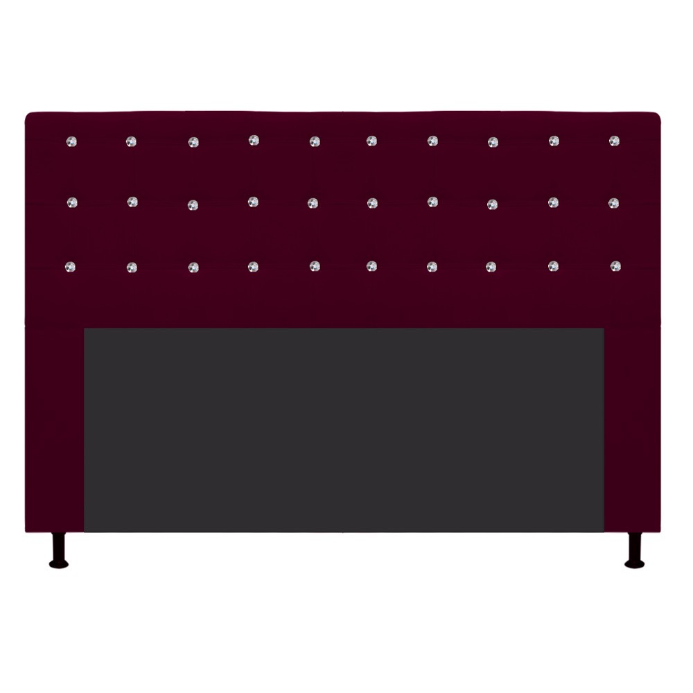 Cabeceira Estofada Dama 160 cm Queen Size Com Strass Suede Bordô - Amarena Móveis