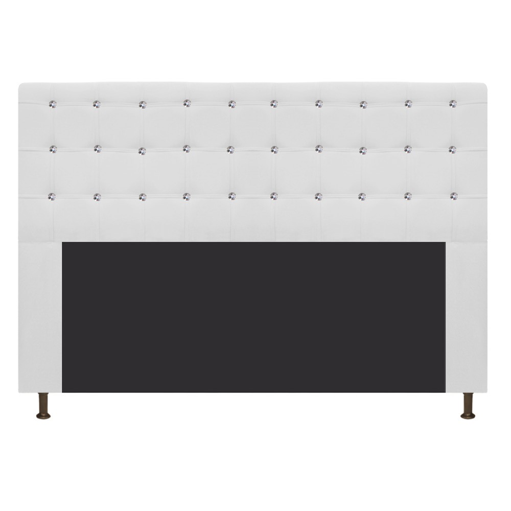 Cabeceira Estofada Dama 160 cm Queen Size Com Strass Suede Branco - Amarena Móveis
