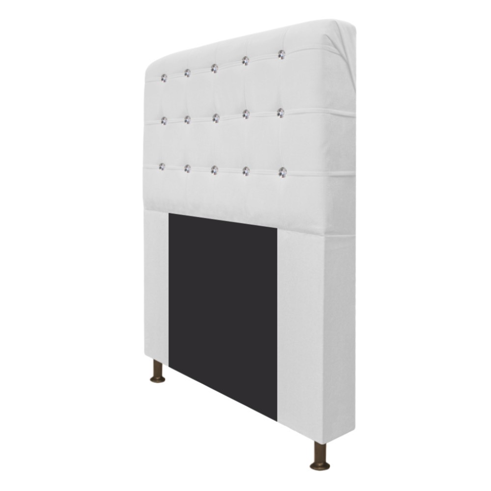 Cabeceira Estofada Dama 160 cm Queen Size Com Strass Suede Branco - Amarena Móveis