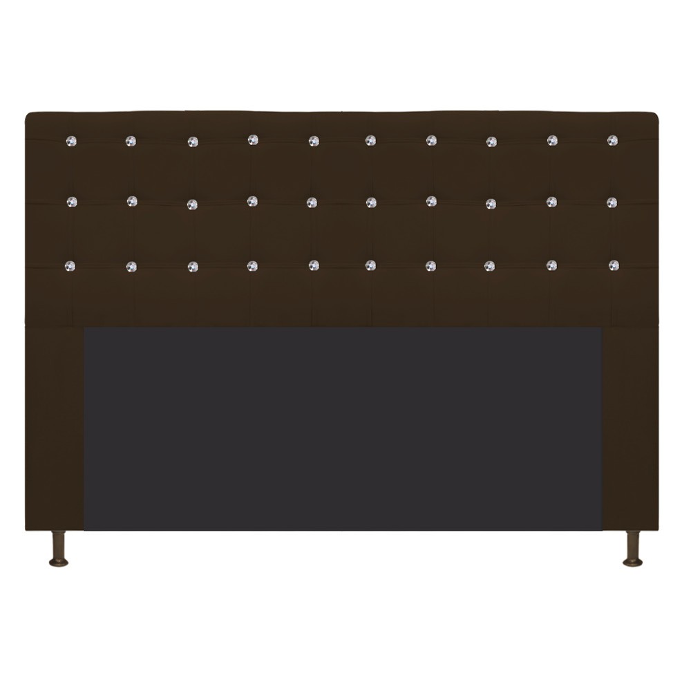 Cabeceira Estofada Dama 160 cm Queen Size Com Strass Suede Marrom - Amarena Móveis