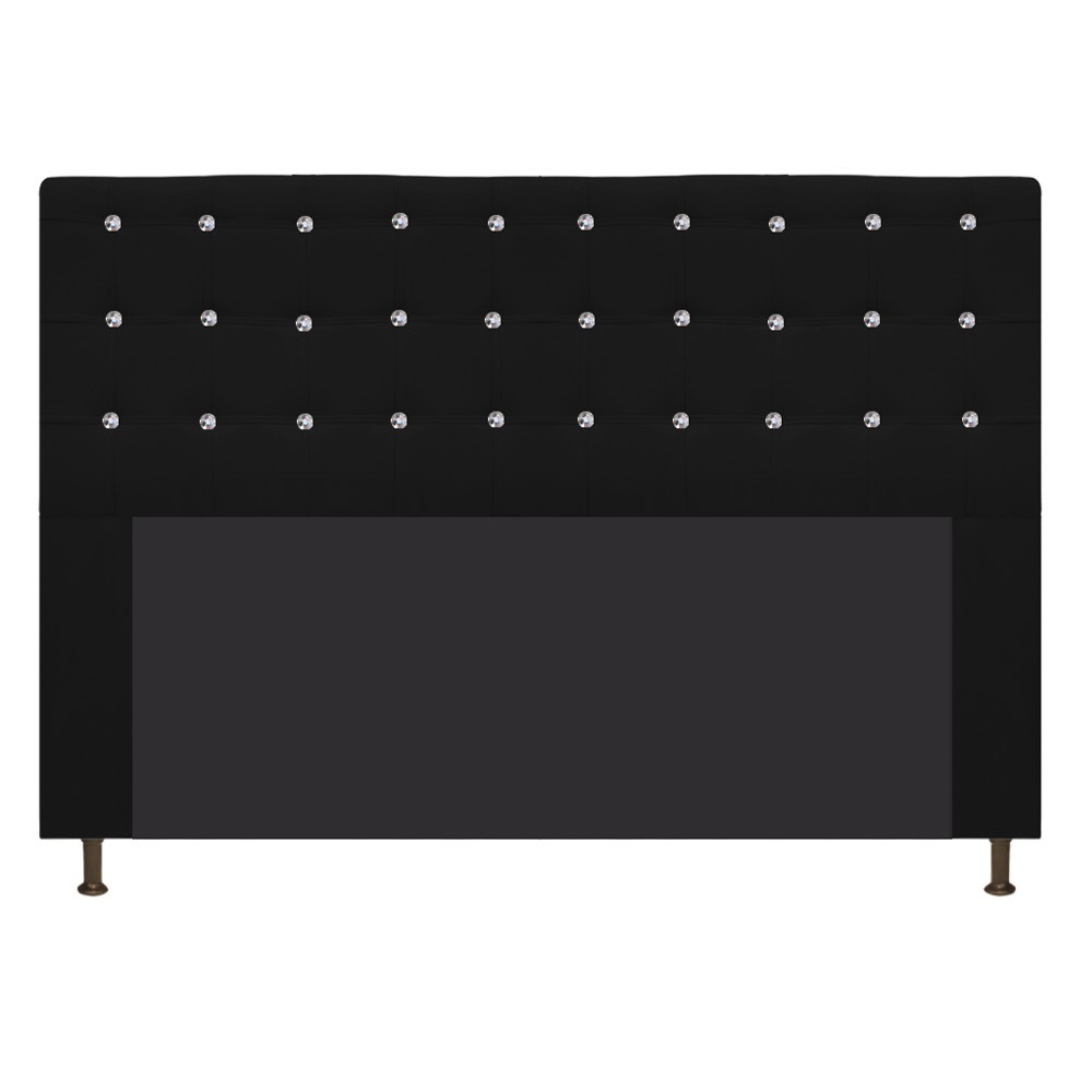 Cabeceira Estofada Dama 160 cm Queen Size Com Strass Suede Preto - Amarena Móveis