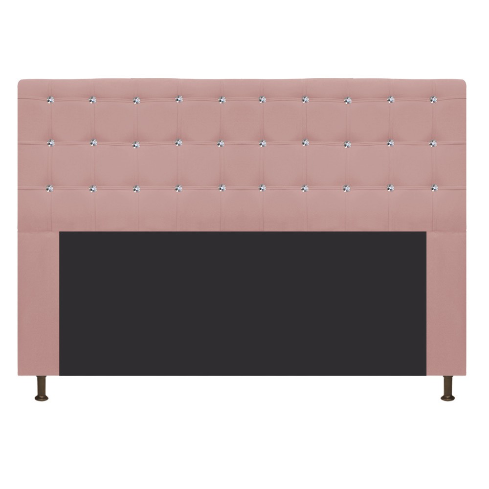 Cabeceira Estofada Dama 160 cm Queen Size Com Strass Suede Rosê - Amarena Móveis