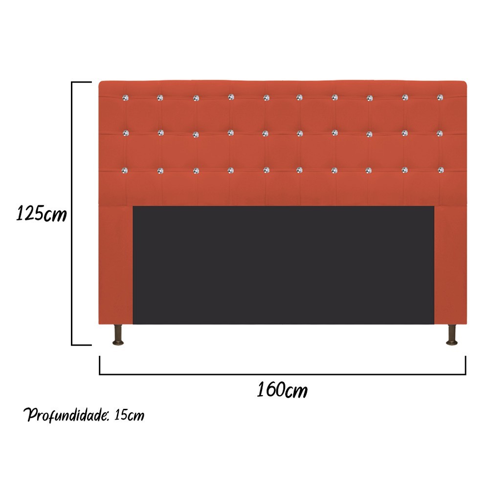 Cabeceira Estofada Dama 160 cm Queen Size Com Strass Suede Terracota - Amarena Móveis