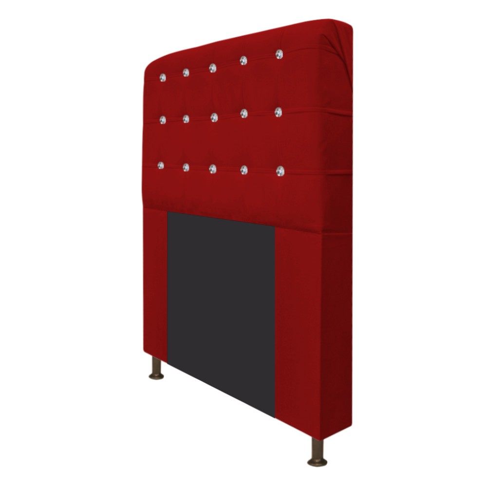 Cabeceira Estofada Dama 160 cm Queen Size Com Strass Suede Vermelho - Amarena Móveis