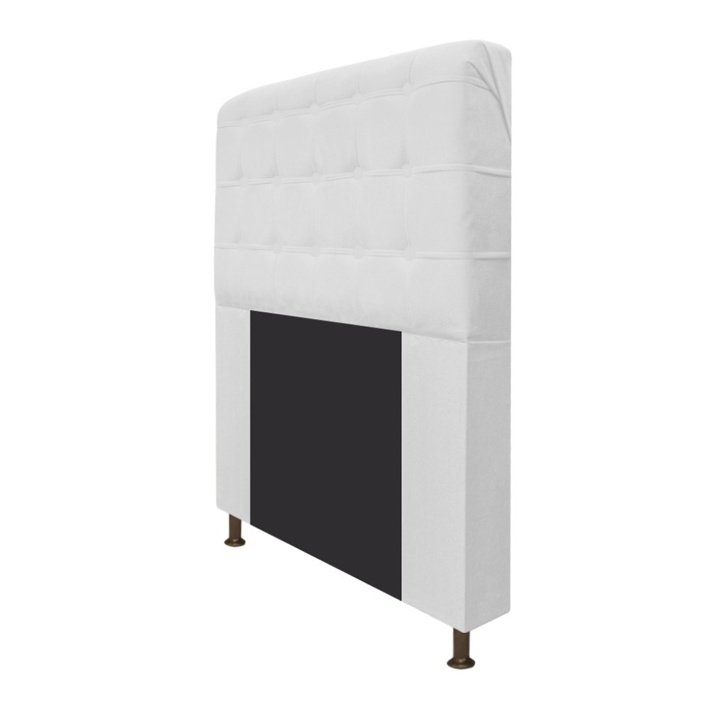 Cabeceira Estofada Dama 195 cm King Size Com Botonê Suede Branco - Amarena Móveis