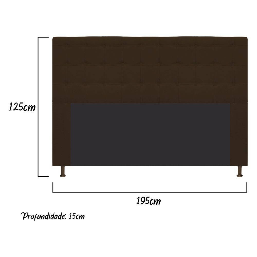 Cabeceira Estofada Dama 195 cm King Size Com Botonê Suede Marrom - Amarena Móveis
