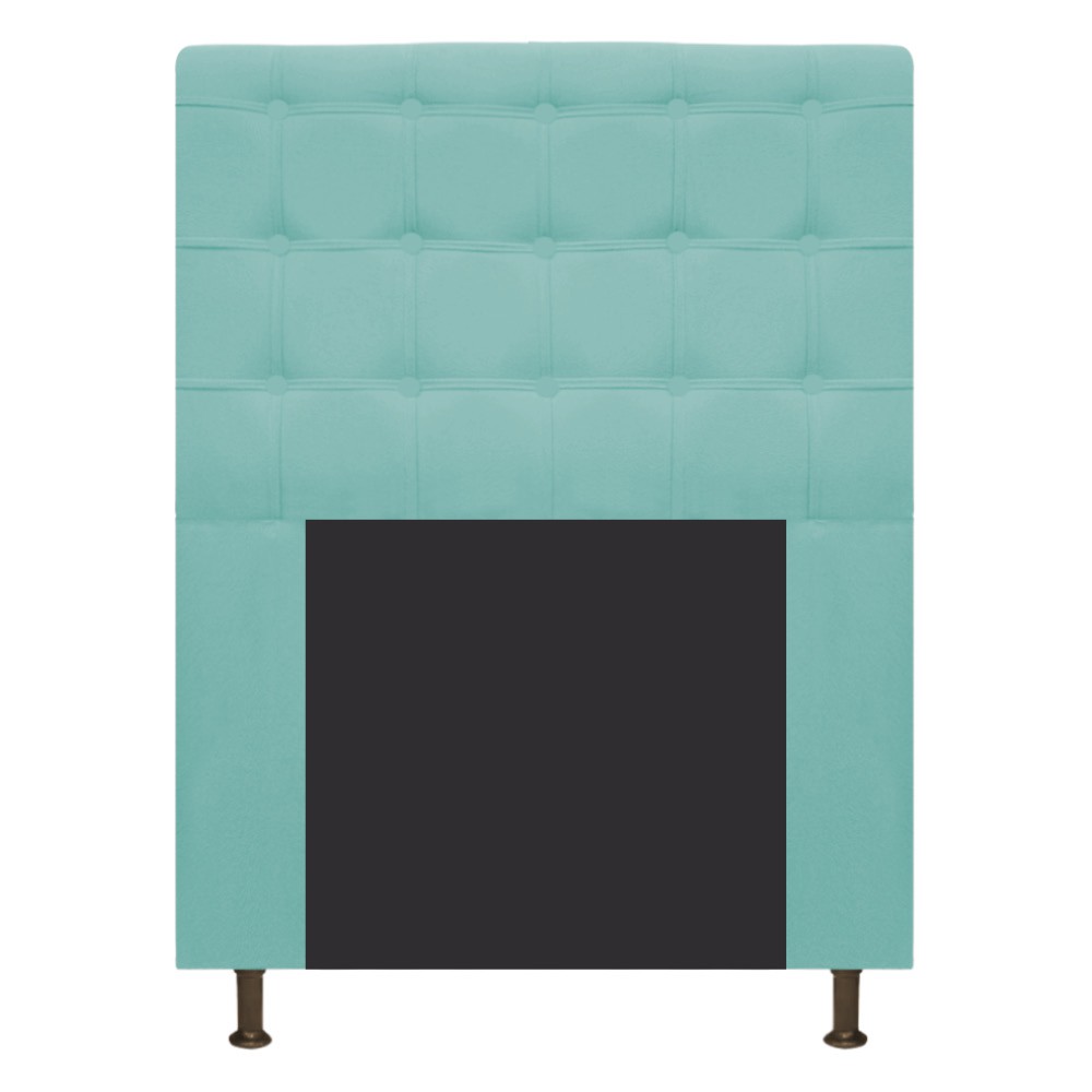 Cabeceira Estofada Dama 90 cm Solteiro Com Botonê  Suede Azul Tiffany - Amarena Móveis