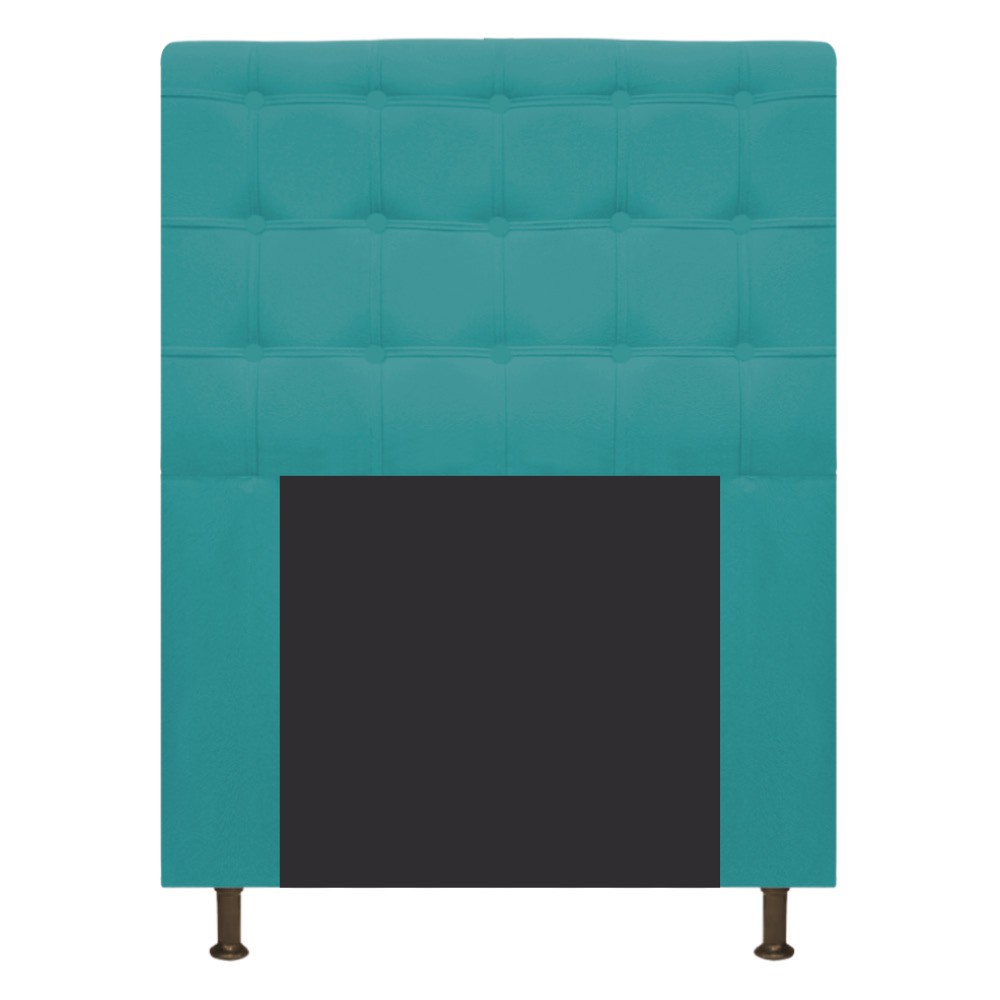 Cabeceira Estofada Dama 90 cm Solteiro Com Botonê  Suede Azul Turquesa - Amarena Móveis